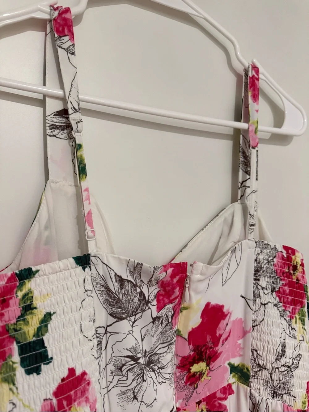 Abercrombie & Fitch White Maxi Dress with Pink Floral Print